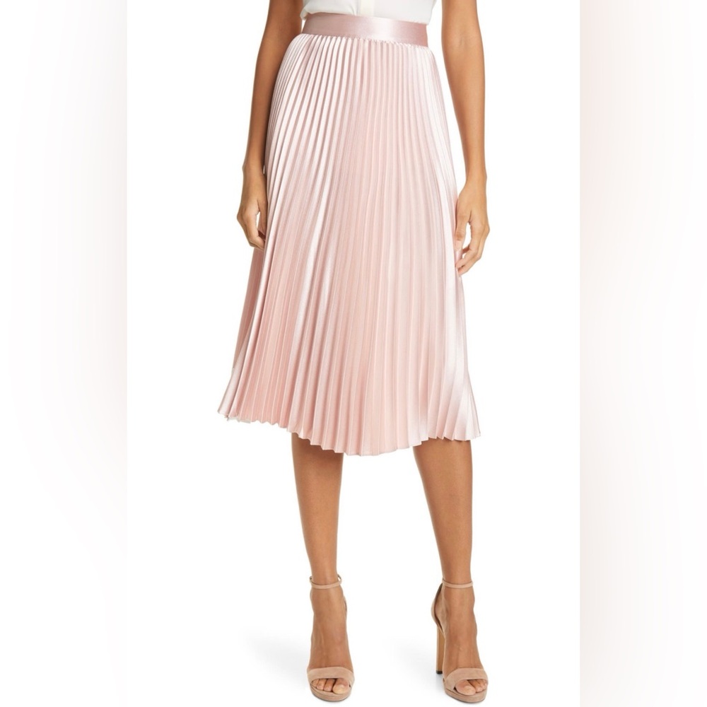 🩵 Ted Baker London - Pink Pleated Midi Skirt - 5 - Large
